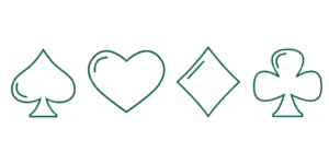 Green icons of the four aces: spade, heart, diamond, club