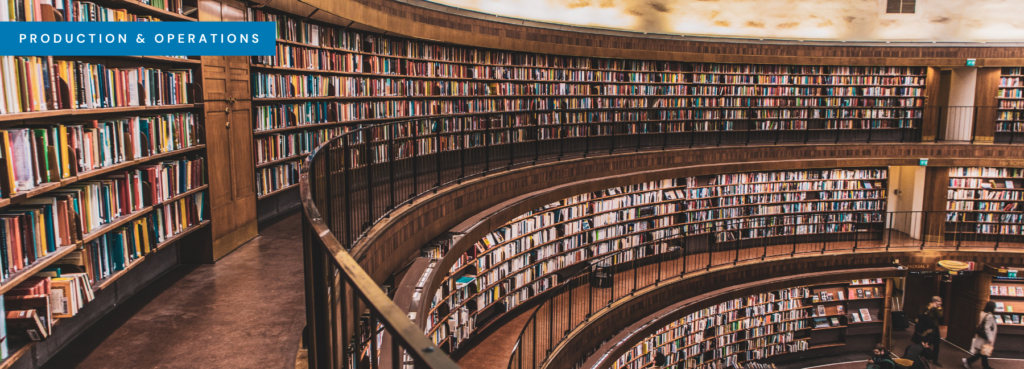 Blog header image showing a bookshop with curving shelves