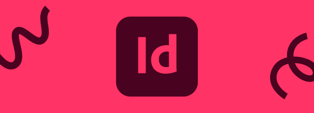 A bright pink background with the Adobe InDesign logo centrally - a dark maroon rounded square with the letters "Id" in the middle.